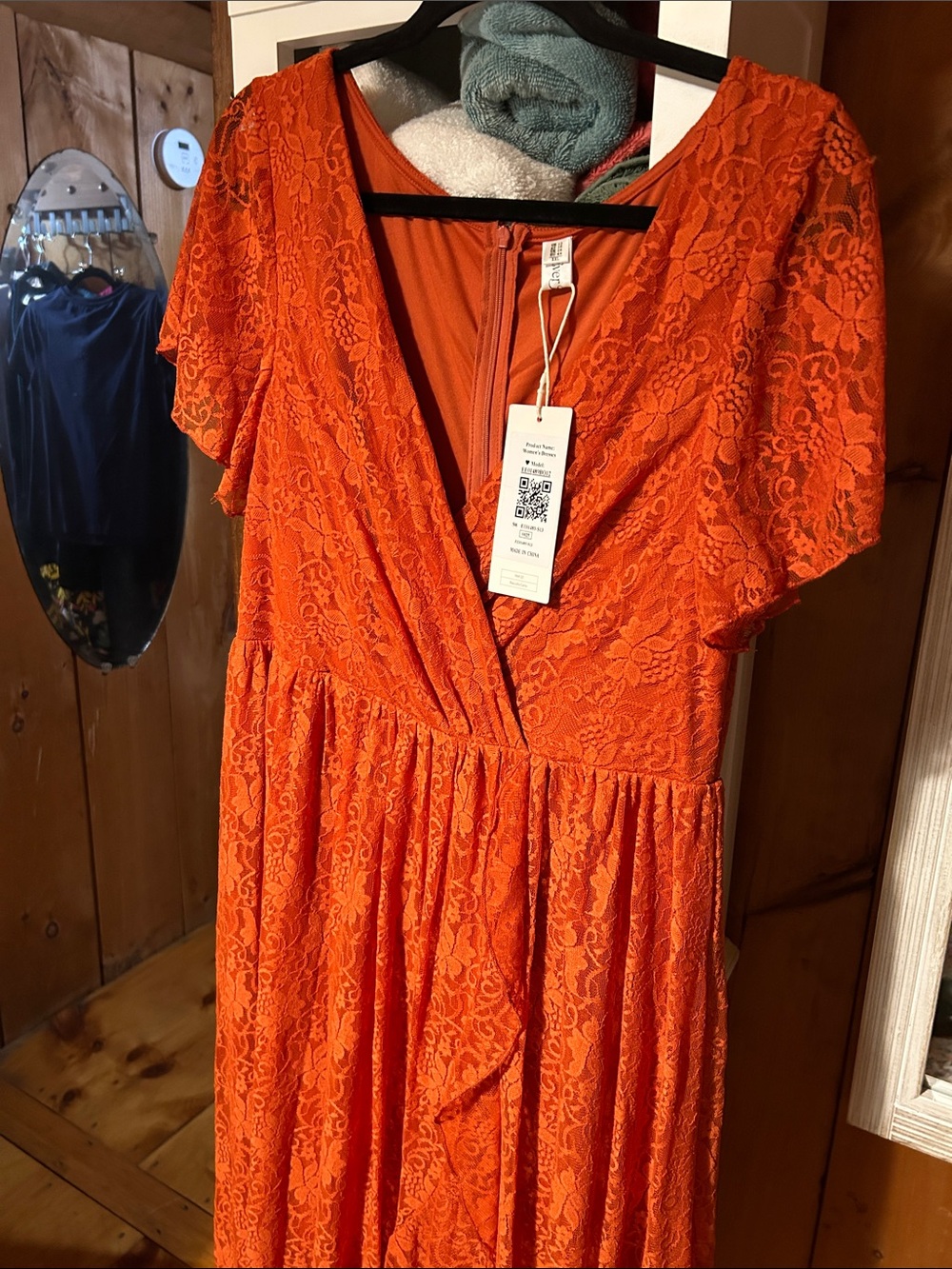 Ever Pretty Orange Lace High-Low Wrap Dress